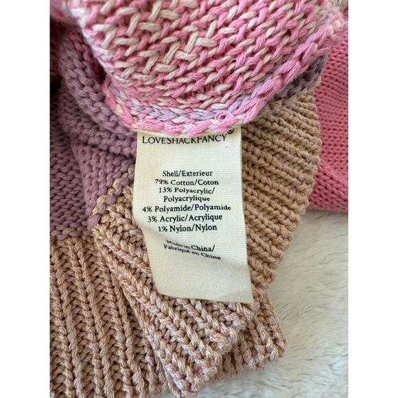 LoveShackFancy NWT Bedford Pink Purple Stripe Cotton Candy Cropped Cardigan M - Picture 11 of 12